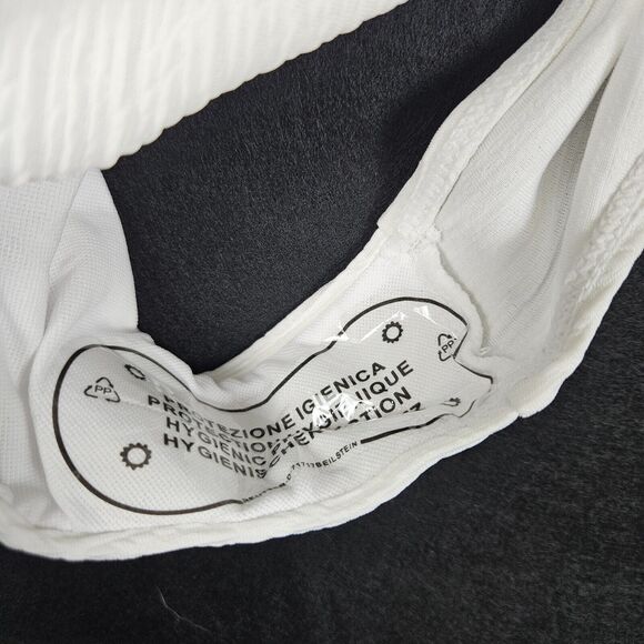 Minimalist White One Piece Swimsuit Womens M Ribbed Resort Cruise Vacation Beach - Picture 9 of 15